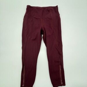 Athleta Lightning Capri Burgundy Purple Cropped Workout Leggings - S
